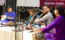 ITC SRA Ensemble : Abir Hussain (Sarod), Sarwar Hussain (Saringhi), Ratan Bharati (Guiter), Ayan Sengupta (Sitar), Paramananda Roy (Flute), Indranil Bhaduri (Tabla), Bhivash Sanghai (Tabla).